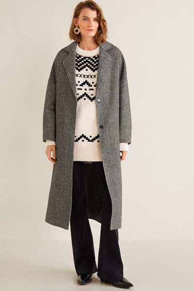 Combined Herringbone Coat from Mango