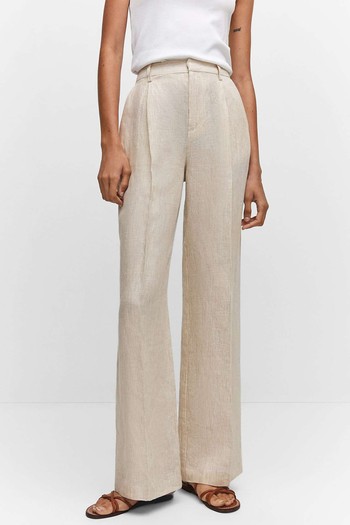 Straight Linen-Blend Trousers from Mango