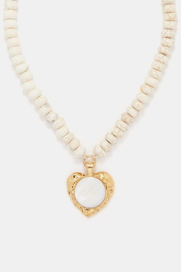 Noah Magnesite, Pearl & 18kt Gold-Plated Necklace from By Alona