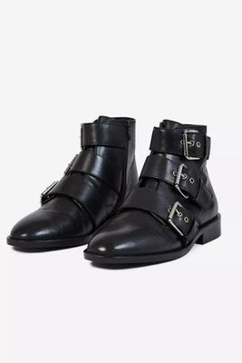 Black Leather 'Olivia' Ankle Boots
