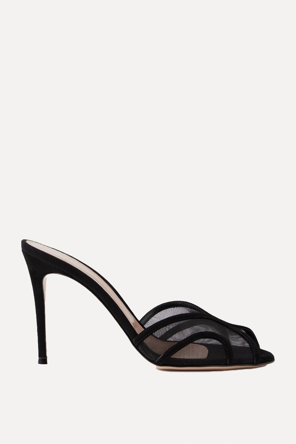95 Suede-Trimmed Mesh Mules from GIANVITO ROSSI
