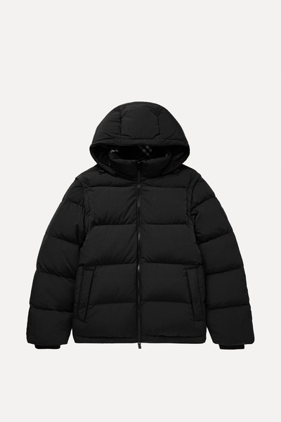 Convertible Quilted Crinkled-Shell Hooded Down Jacket from BURBERRY