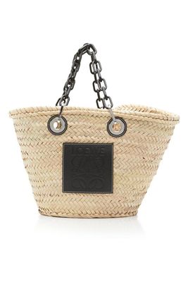 Leather Trimmed Woven Raffia Tote from Loewe