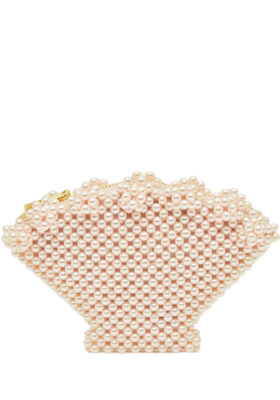 Faux Pearl Beaded Shell Purse from Shrimps