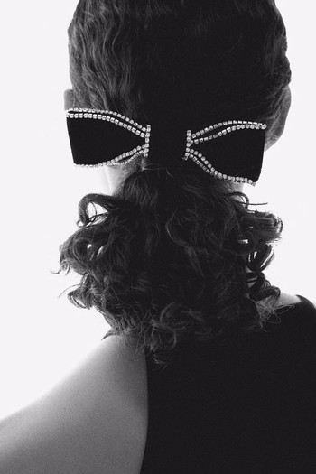 Rhinestone-Embellished Bow Hair Clip