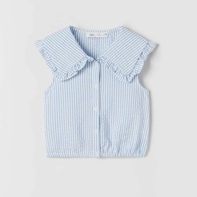 Bib Collar Shirt With Stripes