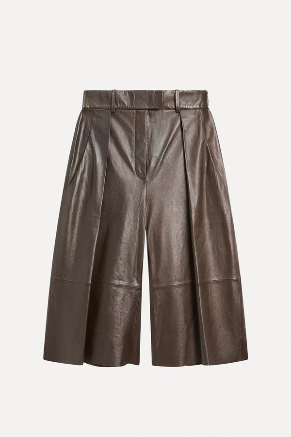 Long Nappa Leather Bermuda Shorts With Darts from Massimo Dutti