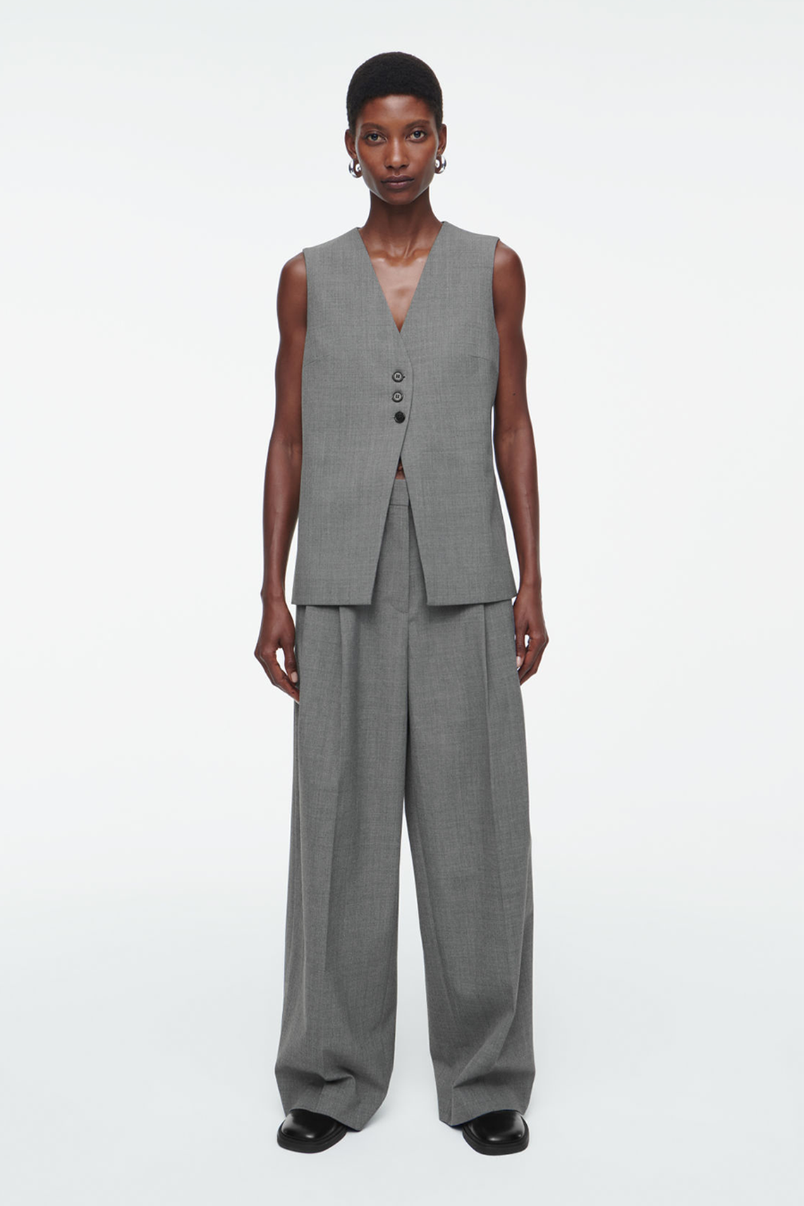 Relaxed Twill Wide-Leg Trousers from COS