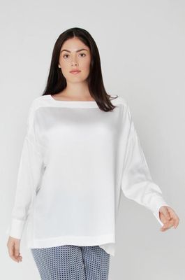 White Crepe Satin Relaxed Fit Top
