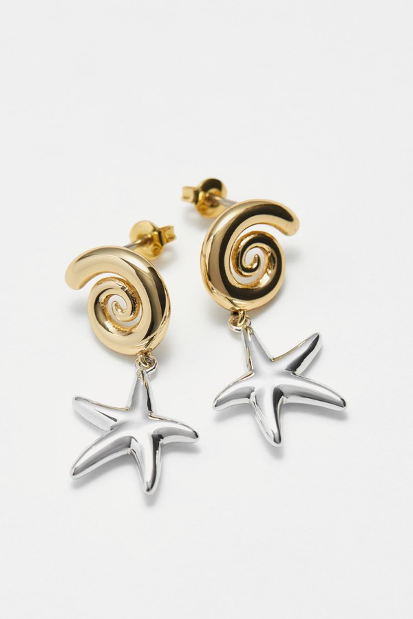 Star-Pendant Swirl Studs