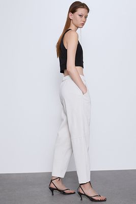 Faux Leather Trousers With Seams from Zara