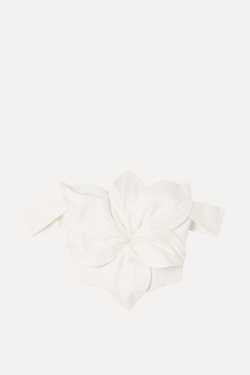 Loto Appliquéd Linen Bustier Top from Andres Otalora