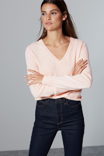 Pink Pure Cashmere V-neck