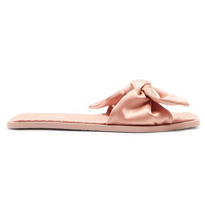 Arielle Knotted Square-Toe Satin Slides
