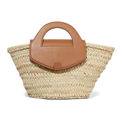 Alqueria Leather-Trimmed Woven Straw Tote from Hereu