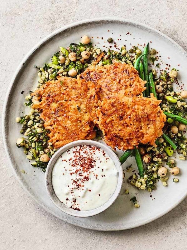 Spicy Carrot Fritters With Tzatziki