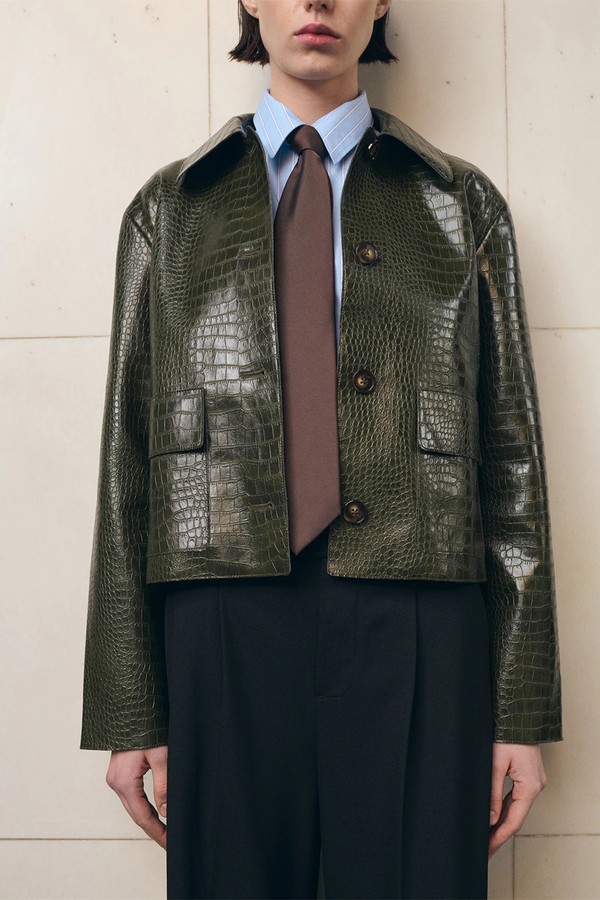 Croc-Effect Faux Leather Jacket from Mango