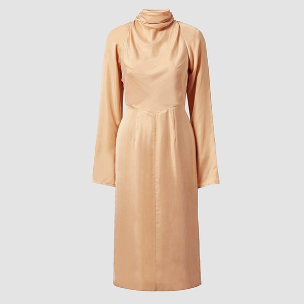 Ines Cowl Buttermilk Cupro Dress