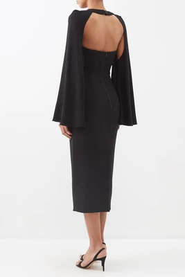 Darya Detachable-Sleeve Wool-Crepe Midi Dress