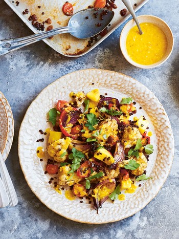 Cauliflower, Sultana & Mango Salad With Lentils & Turmeric, Ginger & Maple Dressing