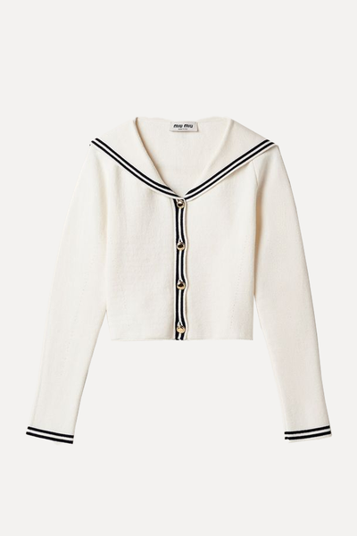 Striped Cotton-Blend Cardigan  from Miu Miu