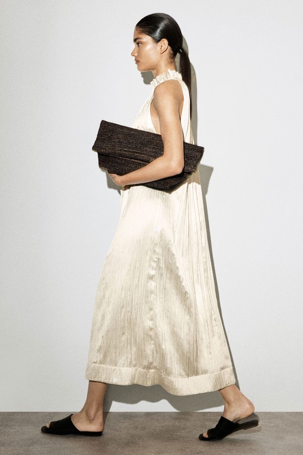 Crinkled-Satin Midi Dress from COS