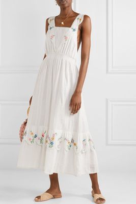 Aphrodite Embroidered Pintucked Cotton-Voile Maxi Dress from LoveShackFancy