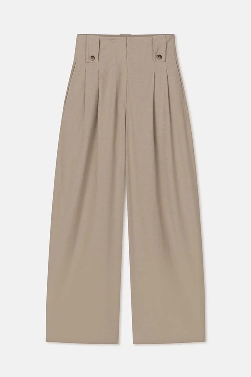 Jenci Pleated Wide-Leg Raw Silk Pants from Nanushka