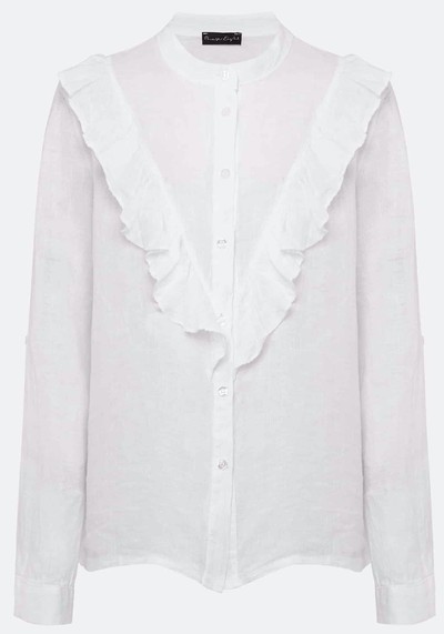 Enid Frill Front Linen Blouse