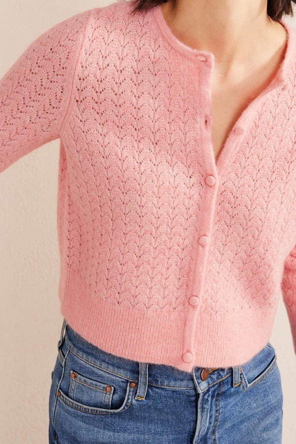 Pointelle Long-Sleeve Cardigan