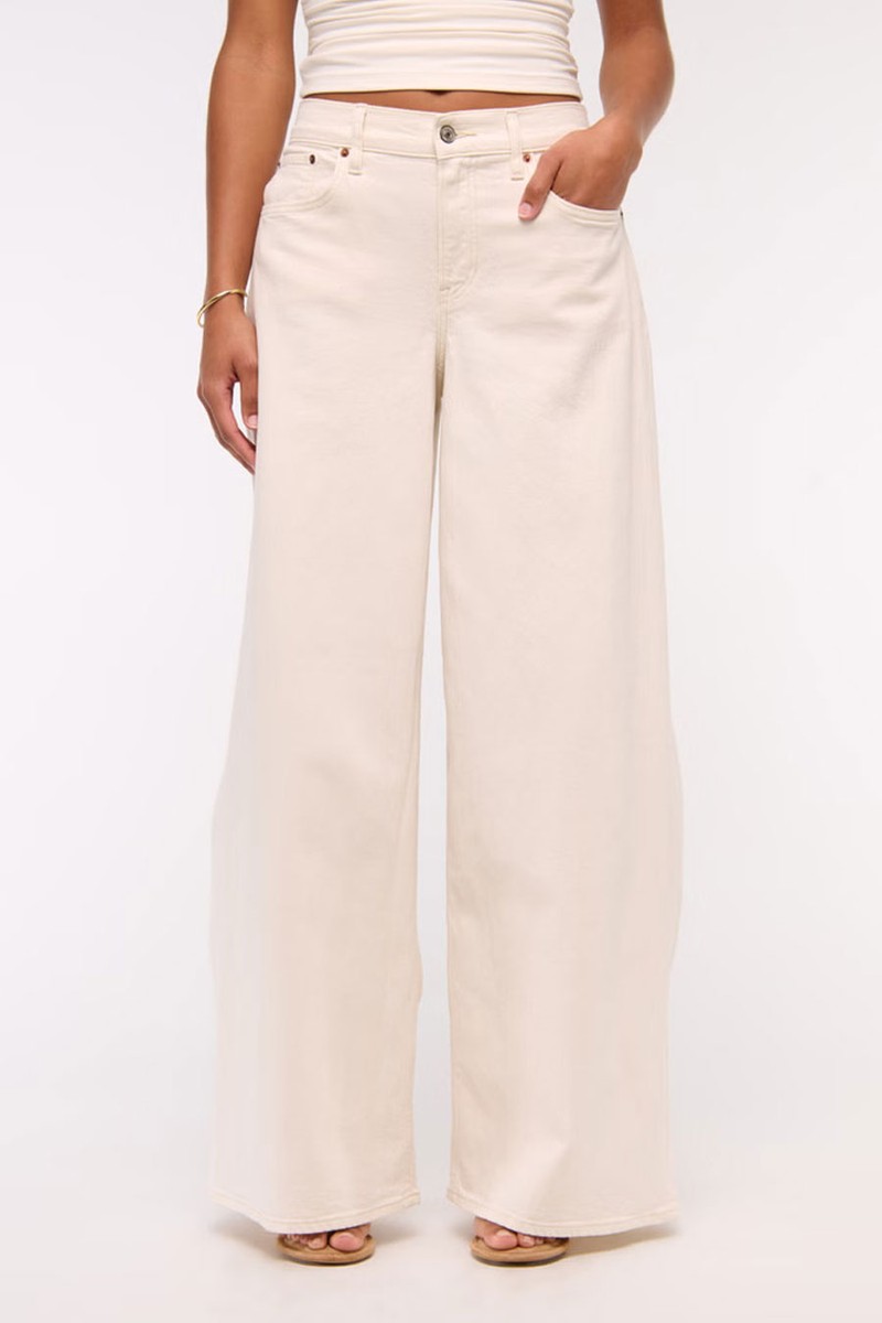 Curve Love Linen-Blend Ultra Wide Leg Jeans from Abercrombie & Fitch