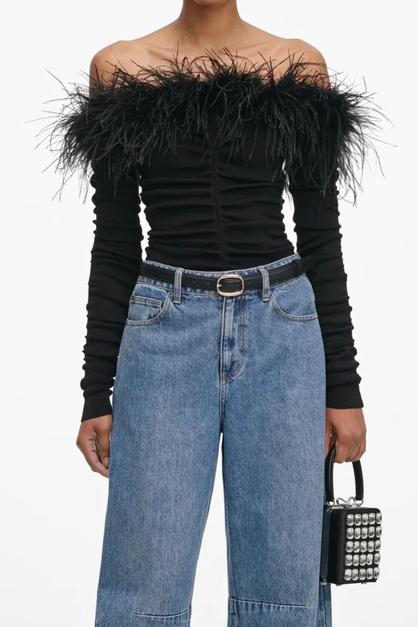 Feather Viscose Knit Top from Self-Portrait