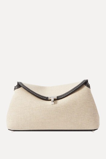 T-Lock Leather-Trimmed Cotton-Canvas Clutch from Toteme 