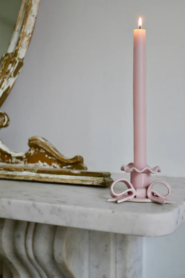 Ceramic Bow Pink Candle Holder from Marla & Primrose