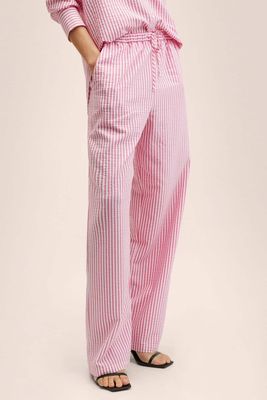 Red Striped Bow Trousers from Mango