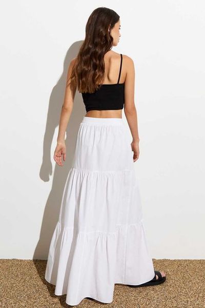 Poplin Tiered Maxi Skirt