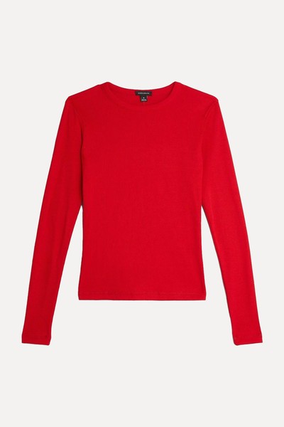 Compact Jersey Long Sleeve Ribbed Top from Karen Millen