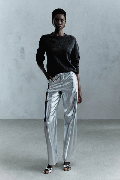 Wideleg Foil Trousers from Mango