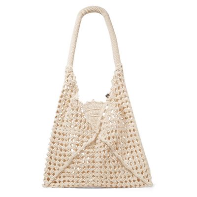 Luna Leather-Trimmed Crocheted Cotton Shoulder Bag from Nannacay + NET SUSTAIN