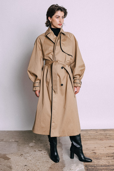 Concordia Trench With Black Leather Piping