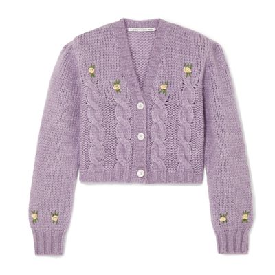Cropped Embroidered Cable-Knit Alpaca-Blend Cardigan from Alessandra Rich
