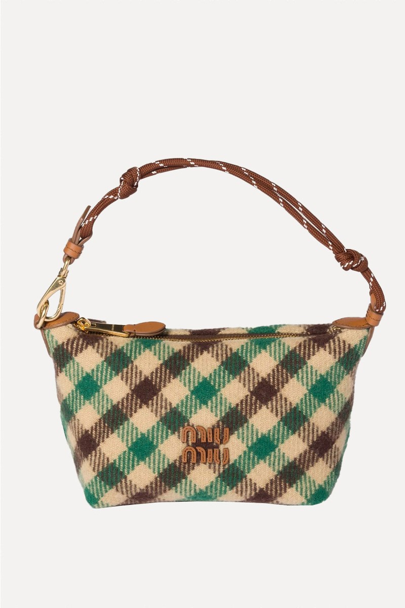 Plaid Wool Pouch from Miu Miu