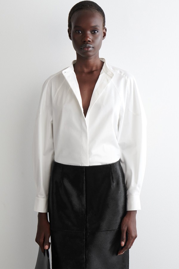 Collarless Cotton Shirt from  COS