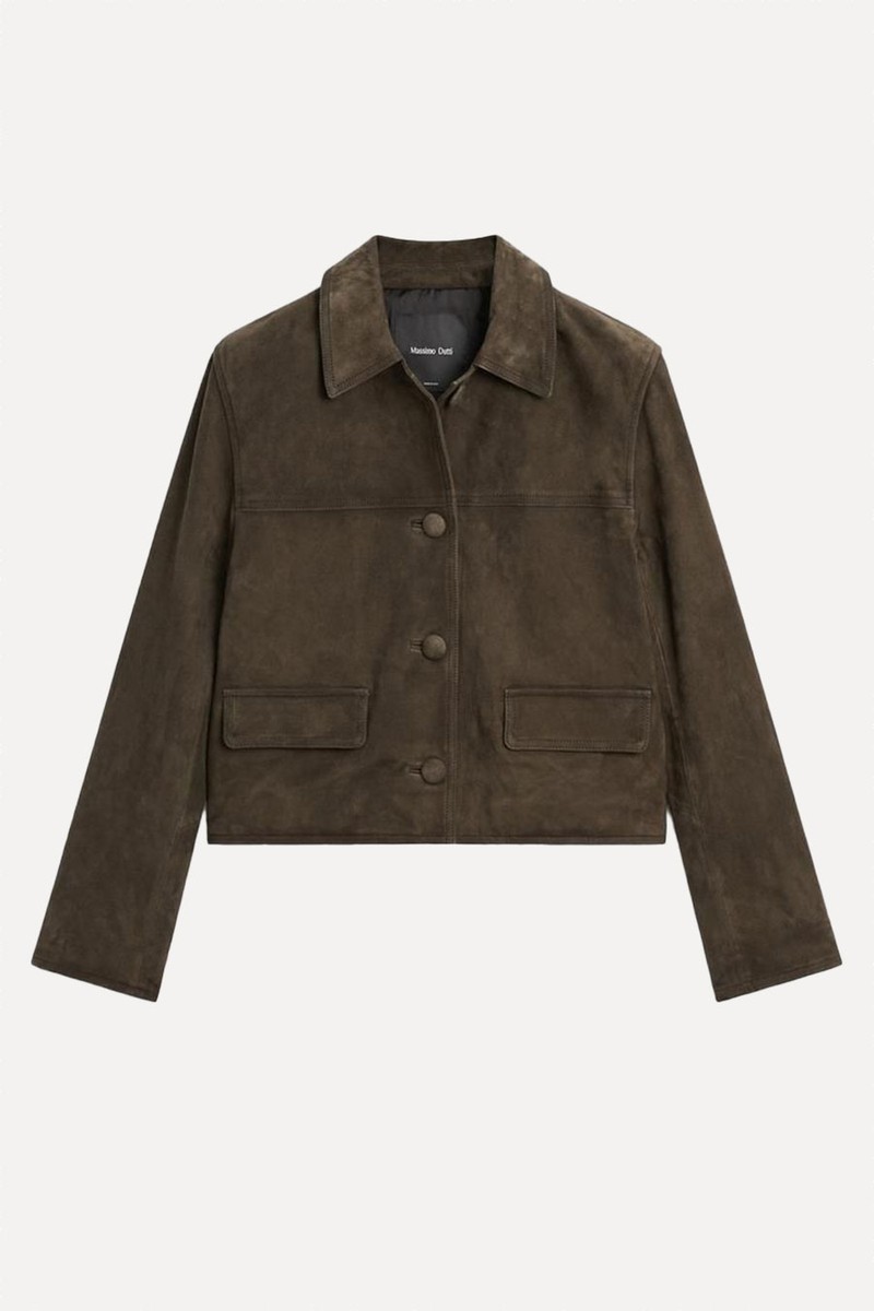 Suede Leather Jacket With Lined Buttons