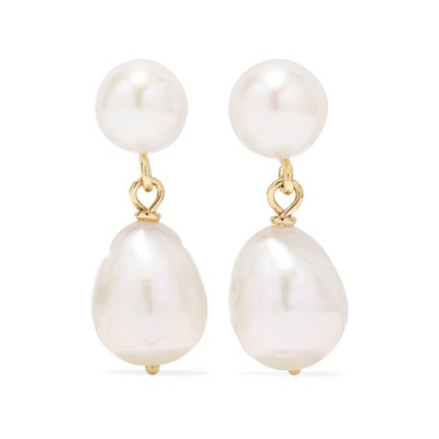 Gold Pearl Earrings from Natasha Schweitzer