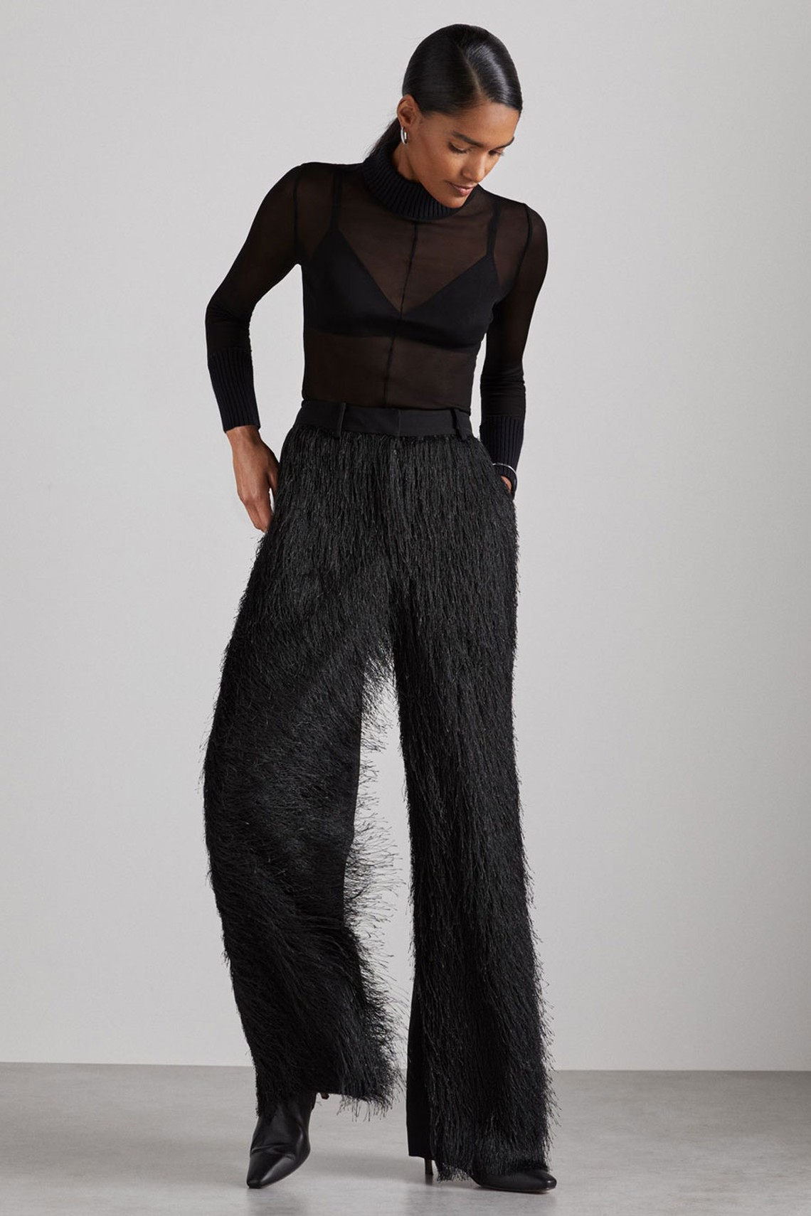 Danni Atelier Fringed Crepe Trousers from Reiss