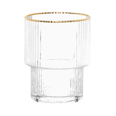 Ribbed Glass Tumbler With Gold Edging, Set Of 6 from Maisons Du Monde