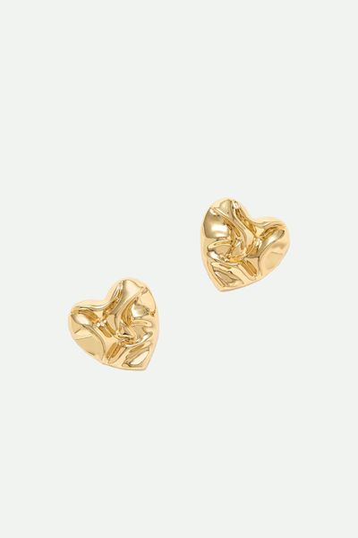 Hammered Heart Gold-Plated Earrings from Martha Calvo