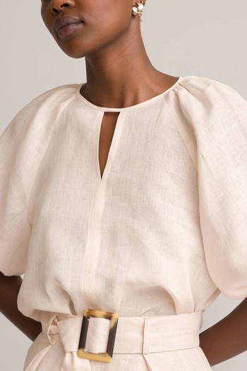 Linen Puff Sleeve Blouse from La Redoute