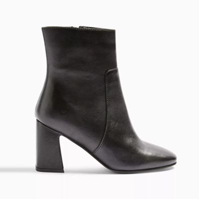 Mabel Leather Black Block Boots